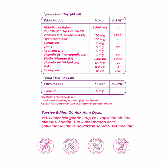 Wellcare Collagen Beauty Boost Frenk Üzümü ve Portakal Aromalı 5.500 mg Likit Form-30 Tüp ve 30 Silisyum Kapsül